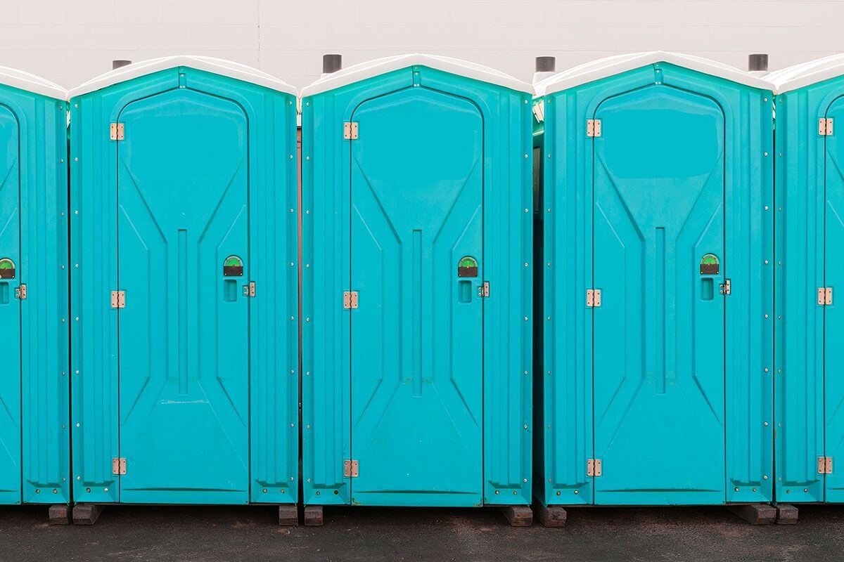 Industrial portable restroom units at a plant in Flagstaff, Arizona
